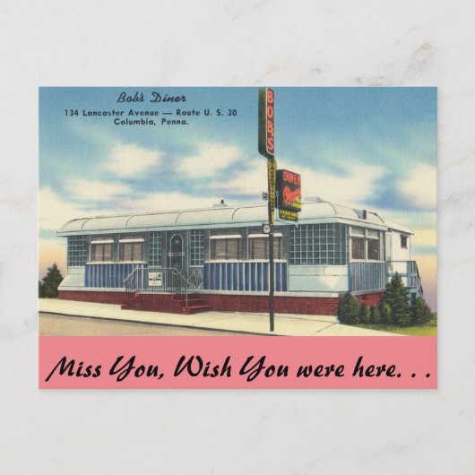 Pennsylvania, Bob's Diner, Columbia Briefkaart (Voorkant)
