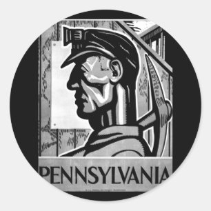Pennsylvania Coal Poster WPA 1938 Ronde Sticker
