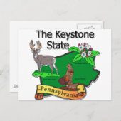 Pennsylvania De Keystone State Bird Deer Flower Briefkaart (Voorkant / Achterkant)