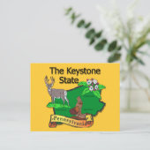 Pennsylvania De Keystone State Bird Deer Flower Briefkaart (Staand voorkant)