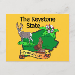 Pennsylvania De Keystone State Bird Deer Flower Briefkaart
