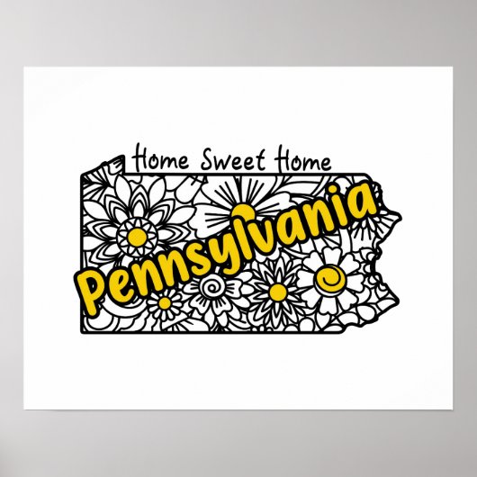 Pennsylvania Doodle Bloemen Silhouet Poster (Voorkant)