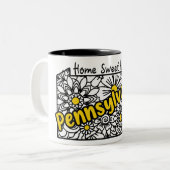 Pennsylvania Doodle Bloemen Tweekleurige Koffiemok (Voorkant links)