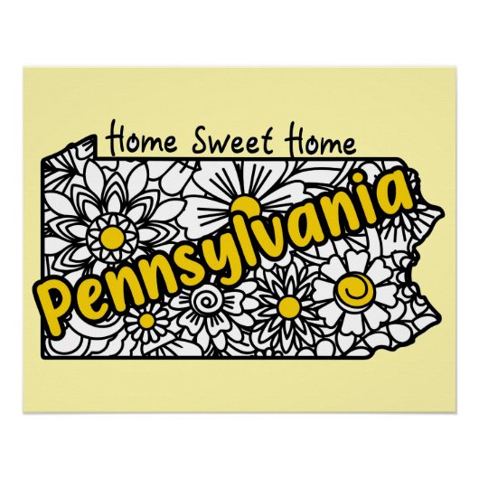 Pennsylvania Doodle Flowers Perfect Poster (Voorkant)