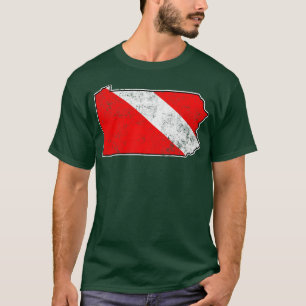 Pennsylvania Duik Vlag Scuba Duiken State Kaart Du T-shirt
