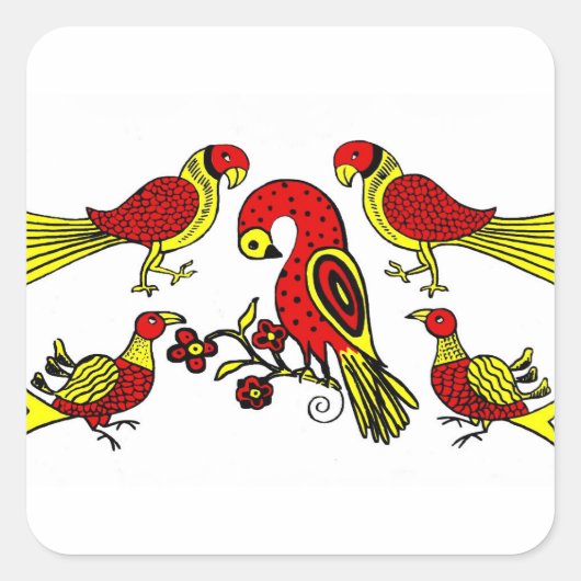 Pennsylvania Duitse volkskamvogels Vierkante Sticker (Voorkant)