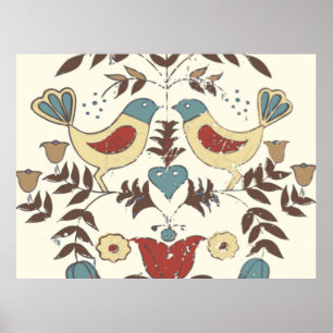 Pennsylvania Dutch Amish Hex Teken Vogel Americana Poster