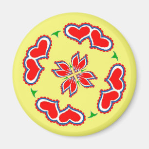 Pennsylvania Dutch Hex teken Harten Magneet