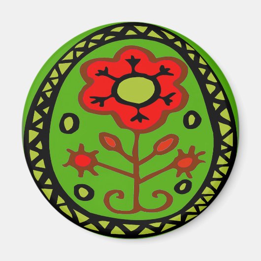 Pennsylvania Dutch Hex teken rode bloem Magneet (Voorkant)