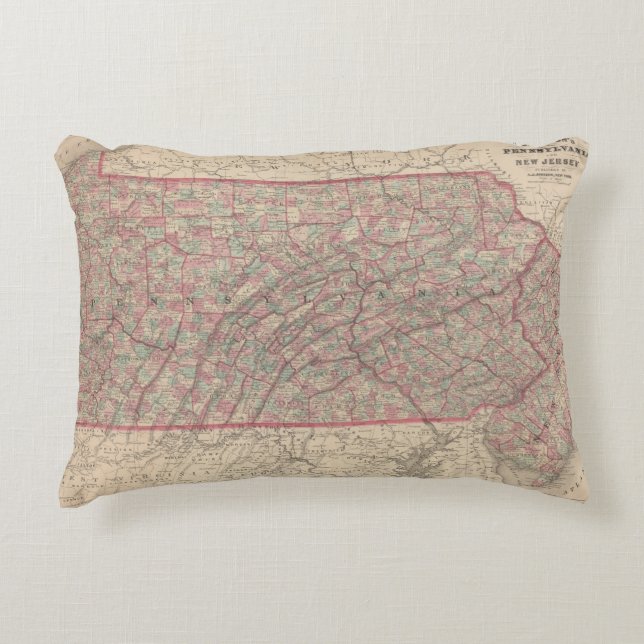 Pennsylvania en New Jersey 2 Decoratief Kussen (Voorkant)