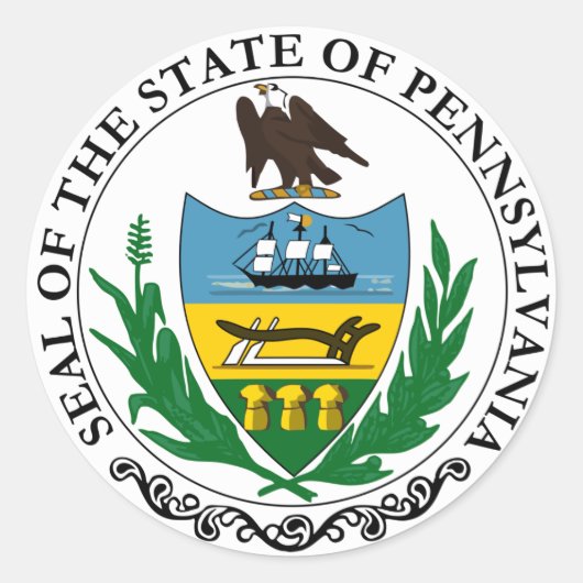 Pennsylvania Great Seal Ronde Sticker (Voorkant)