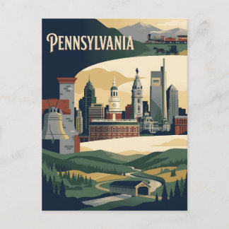 Pennsylvania Historische Monumenten Vintage Poster Briefkaart