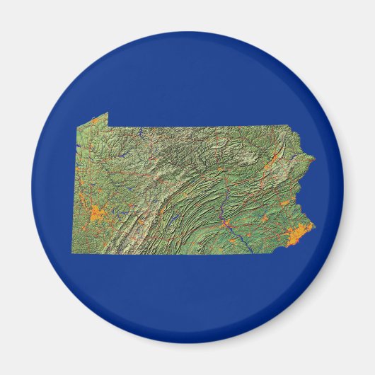 Pennsylvania Kaart Magnet Magneet (Voorkant)