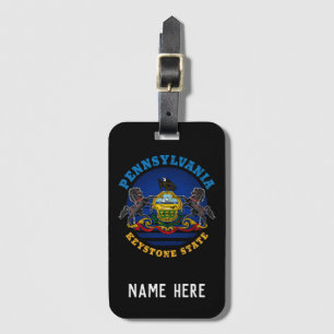 PENNSYLVANIA KEYSTONE STATE FLAG STROPDAS BAGAGELABEL