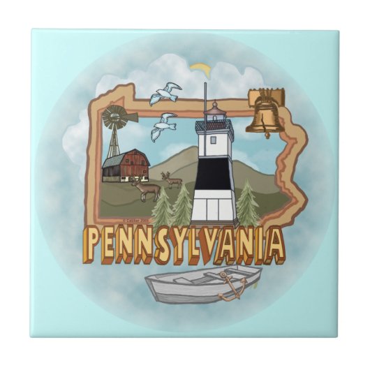 Pennsylvania Lighthouse Ceramic Tegel Tegeltje (Voorkant)