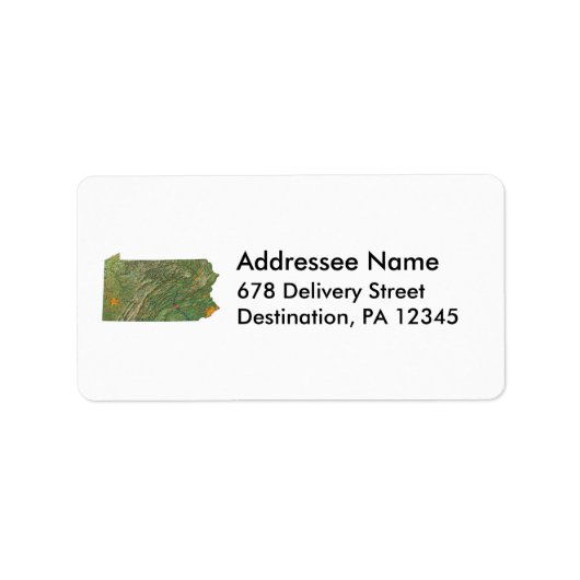 Pennsylvania Map Étiquette de adresse (Devant)