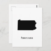 Pennsylvania Map - Zwart-wit Modern Briefkaart (Voorkant / Achterkant)