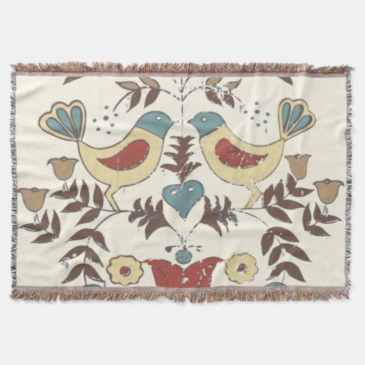 Pennsylvania Nederlands Amish Hex teken vogel amer Deken (Voorkant)