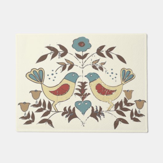 Pennsylvania Nederlands Amish Hex teken vogel amer Deurmat (Voorkant)