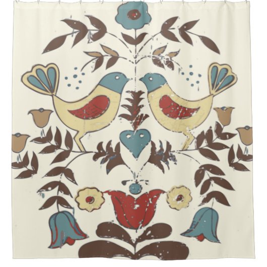 Pennsylvania Nederlands Amish Hex teken vogel amer Douchegordijn (Voorkant)