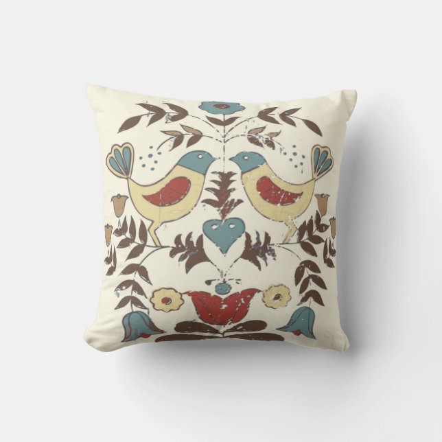 Pennsylvania Nederlands Amish Hex teken vogel amer Kussen (Voorkant)