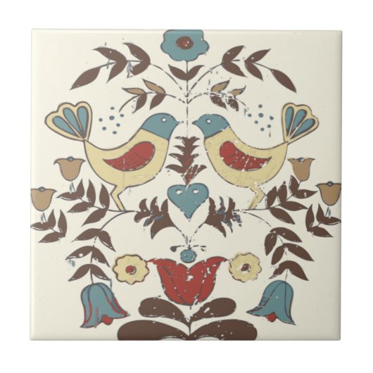 Pennsylvania Nederlands Amish Hex teken vogel amer Tegeltje (Voorkant)