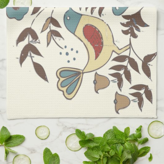 Pennsylvania Nederlands Amish Hex teken vogel amer Theedoek (Gevouwen)