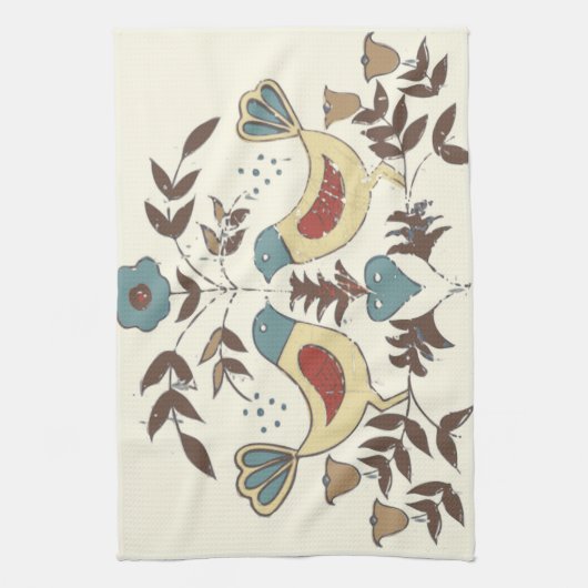 Pennsylvania Nederlands Amish Hex teken vogel amer Theedoek (Verticaal)