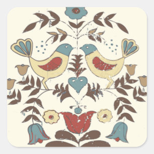 Pennsylvania Nederlands Amish Hex teken vogel amer Vierkante Sticker
