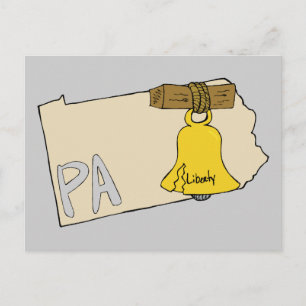 Pennsylvania PA Carte avec Liberty Bell Cartoon Ar