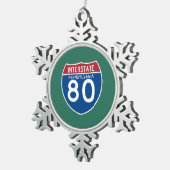 Pennsylvania PA I-80 Interstate Highway Shield - Tin Sneeuwvlok Ornament (Rechts)