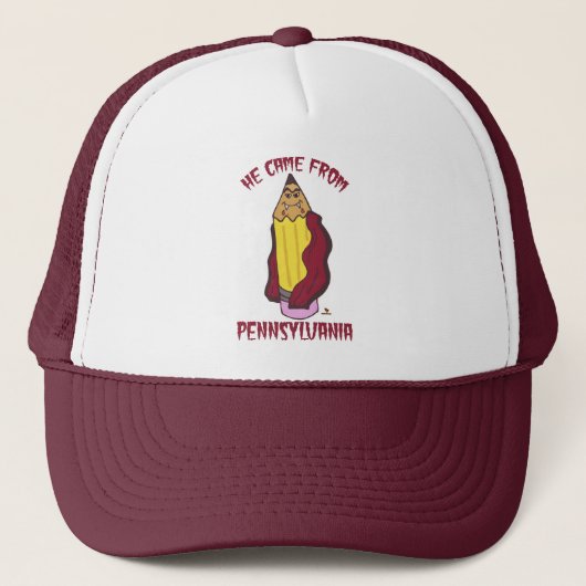 Pennsylvania Pencil Vampire Cartoon Funny Logo Trucker Pet (Voorkant)