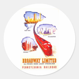 Pennsylvania Railroad Broadway Limited Streamliner Ronde Sticker