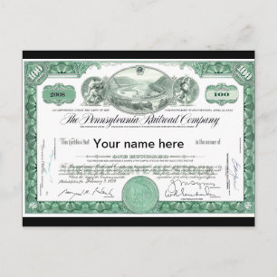 Pennsylvania Railroad CUSTOM Stock Certificate Briefkaart