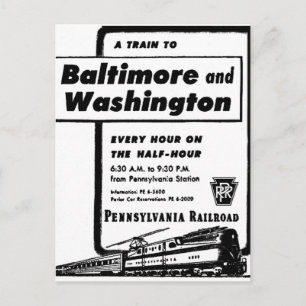 Pennsylvania Railroad Hourly Trains 1948 Briefkaart