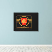 Pennsylvania Railroad Logo, Black & Gold Canvas Afdruk (Insitu (Houten vloer))
