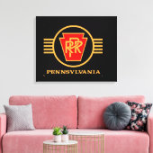 Pennsylvania Railroad Logo, Black & Gold Canvas Afdruk (Insitu (Woonkamer))