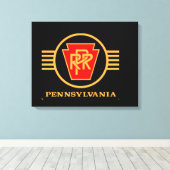 Pennsylvania Railroad Logo, Black & Gold Canvas Afdruk (Insitu (Houten vloer))
