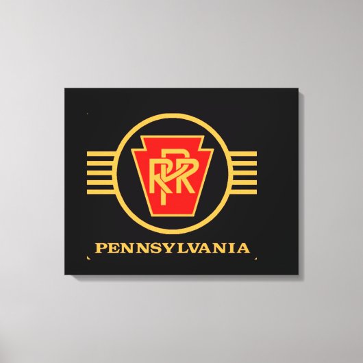 Pennsylvania Railroad Logo, Black & Gold Canvas Afdruk (Voorkant)