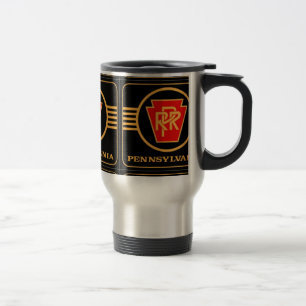 Pennsylvania Railroad Logo, Black & Gold Coffee Mo Reisbeker