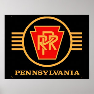 Pennsylvania Railroad Logo, Black & Gold Poster