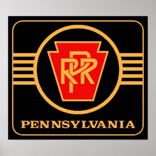 Pennsylvania Railroad Logo, Black & Gold Poster (Voorkant)