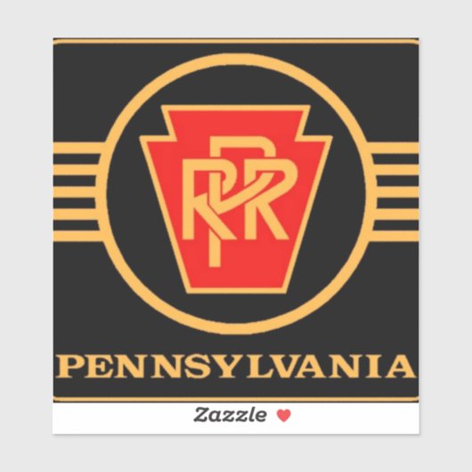 Pennsylvania Railroad Logo, Black & Gold Sticker (Vel)