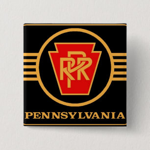 Pennsylvania Railroad Logo, Black & Gold Vierkante Button 5,1 Cm