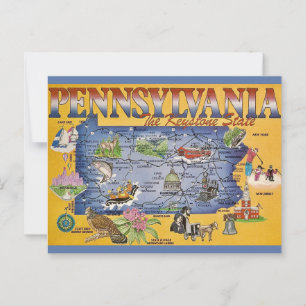 Pennsylvania Staatskaart Ansichtkaart Briefkaart