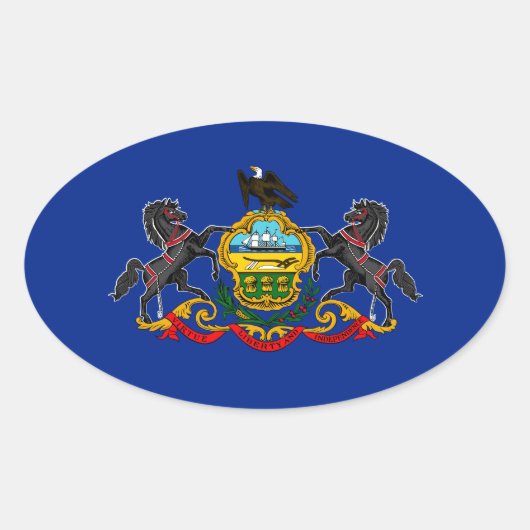 Pennsylvania State Flag Design Ovale Sticker (Voorkant)
