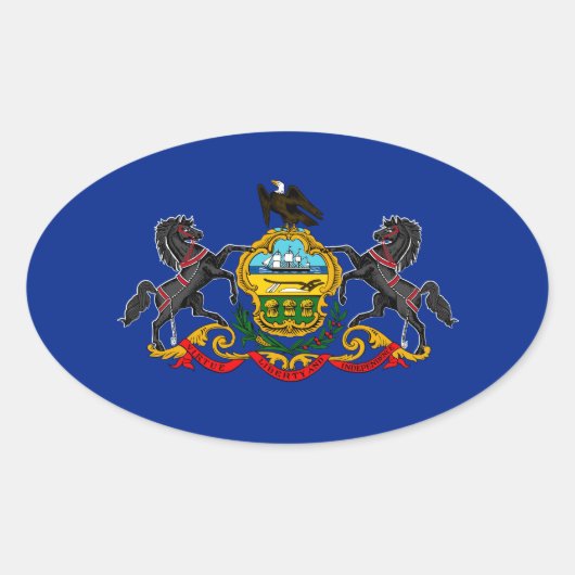 Pennsylvania State Flag Design Ovale Sticker (Voorkant)