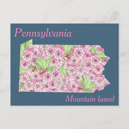 Pennsylvania State Flower Collage Map Briefkaart (Voorkant)