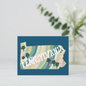 Pennsylvania State kaart geïllustreerd vet kleurri (Staand voorkant)