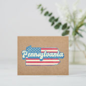 Pennsylvania State Map Geïllustreerd met Amerikaan Briefkaart (Staand voorkant)